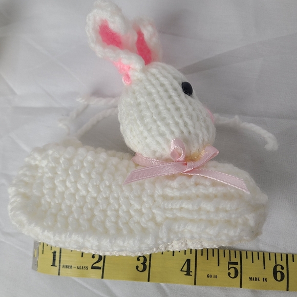 Adorable Bunny Knit Toddler Baby Booties with Grippy Bottoms 5" - Picture 4 of 5